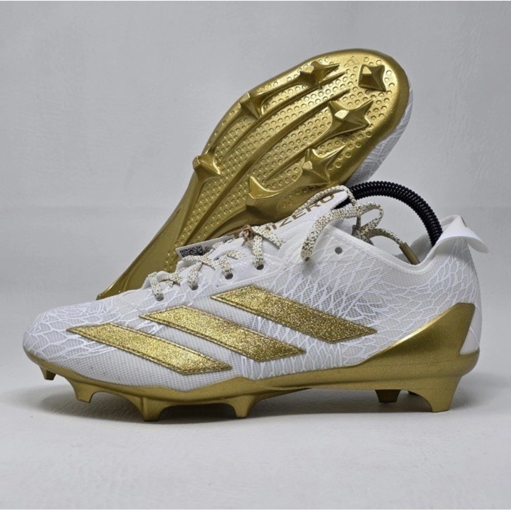 Adidas Adizero Electric White Gold Metallic Men's Cleats Sz‎ 9.5 Shoes JH6254